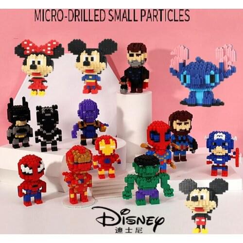 Disney Building Blocks Mickey Marvel Avengers Stitch DIY Model Figure Education Anti-Stress Toy Bricks Gift For Children Kid Toy