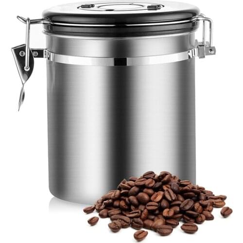 Coffee Storage Container Airtight Stainless Steel Coffee Canister Coffee Jar Canister With Scoop Storage Can For Coffee Bean Tea