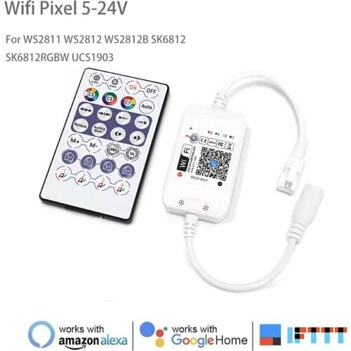 WS2812B WiFi LED Pixels RGB Controller For WS2811 WS2812 SK6812 Addressable rgb Led Strip Magic Home DC5V 12V 24V