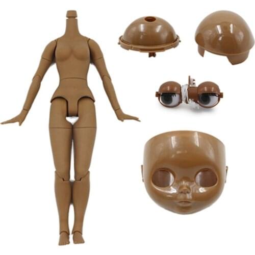 DBS blyth doll icy darkest skin super black skin tone joint body faceplate screws scalp dome eyes DIY TOY
