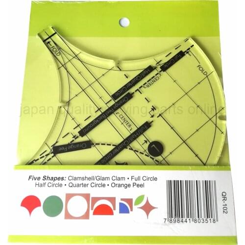 Patchwork sewing ruler for domestic sewing machine can cut five shapes clamshell /glamclam/full circle half circle # QR-102