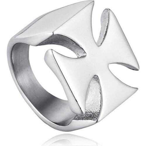 Fashionable Simple Smooth Face Cross Flower Ring Titanium Steel Fashionable Mens Jewelry