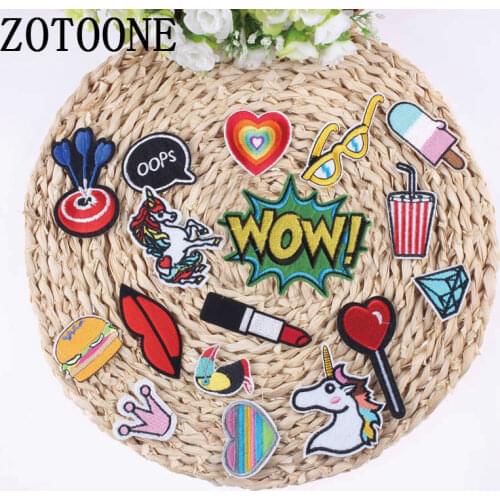 17Pcs Mixed Cheap Embroidered Cartoon Patches For Clothes Stickers Iron On Applique Unicorn Patch Badge For Clothing Accessories