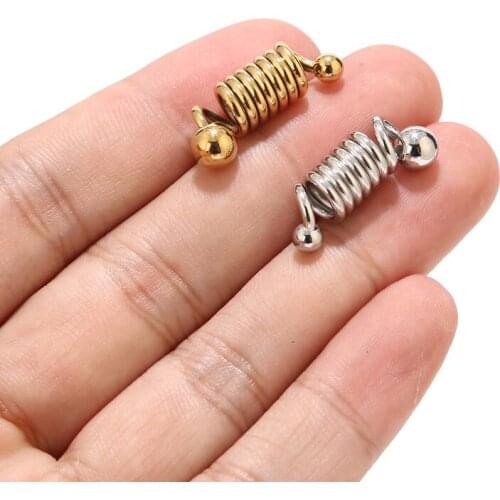 5pcs Stainless Steel Gold Plated Pendants New Coil Spring Shape Charm Connectors For Women DIY Necklaces Jewelry Making Findings