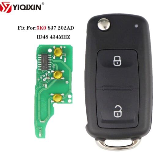 YIQIXIN 2 Buttons Flip Remote Car Key 434MHz For Volkswagen VW Amarok GOLF PASSAT Polo Jetta Transporter 2011-2016 5K0837202AD