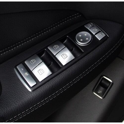 Angelguoguo Car interior Window Glass lifter button trim sequins stickers for Mercedes Benz CLA GLA ML GL GLE GLS A B C E class