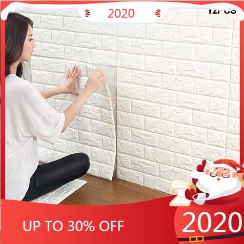 12p 3D Brick Wallpaper Self Adhesive Imitation Brick Wall Stickers DIY Wall Stickers Modern Decorative for Home Kitchen TV Decor