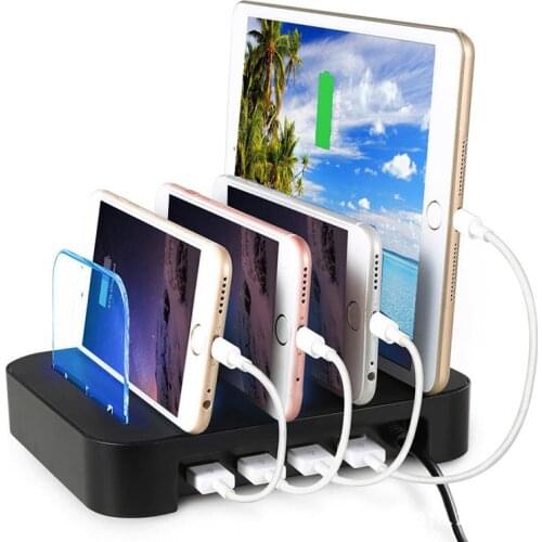 Detachable Universal Multi USB Station 24W 4-Port Fast Charging Dock Stand for iPhone 8 7 6 iPad Tablet Samsung Huawei Device
