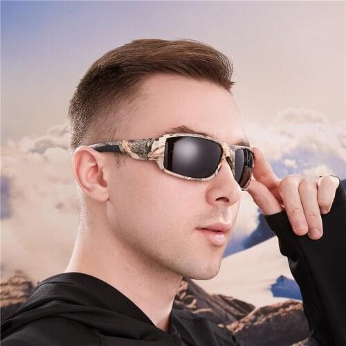 Vazrobe Sports Sunglasses Male Camouflage Frame Driving Glasses Men TR90 Ultralight Running Goggles Windproof Mirror Lens