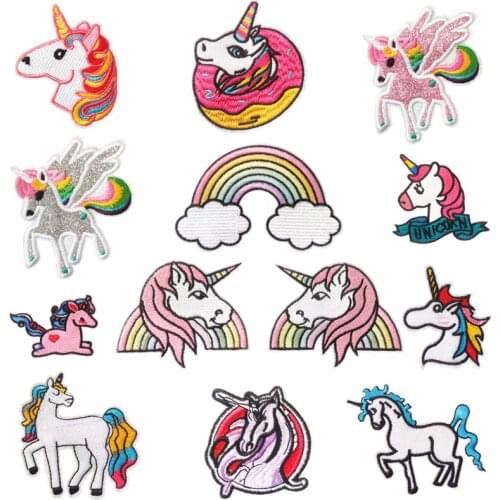 Kawaii Cute Unicorn Iron-on Transfers for Clothing Patches on Clothes Clothing Thermoadhesive Patches Fusible Heat Transfer