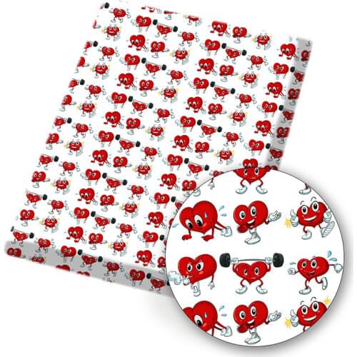 Valentines Day Polyester Cotton Fabric Heart Love Printed Cloth Sheet DIY Dress Supplies Handmade Bag Home Textile 45*145cm 1pc