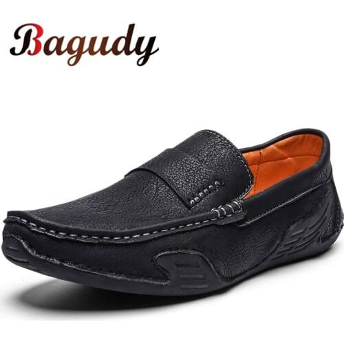Comfortable Mens Casual Shoes Soft Leather Loafers Male Driving Shoes Black Split Leather Shoes Men Flats Moccasins Boat Shoes