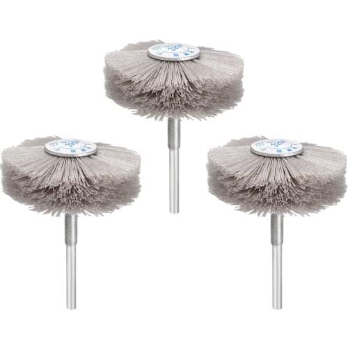 Uxcell 3pcs Abrasive Nylon Wheels Brush with 1/4 Inch Shank for Polish Grinder woodworking mahogany furniture Nylon 6sizes
