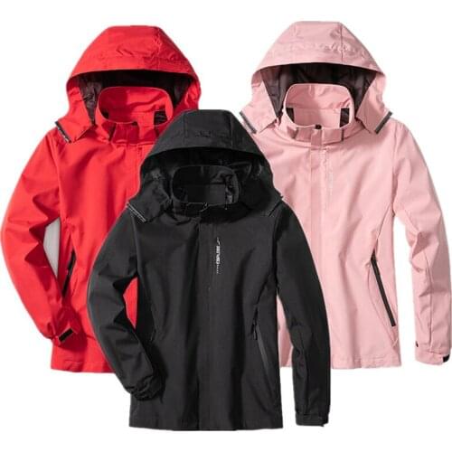 Womens Outdoor Windbreaker 2pcs Autumn Winter Waterproof Hiking Climbing Skiing Hooded Jackets Ladies Casual Outwear CoatM-4XL