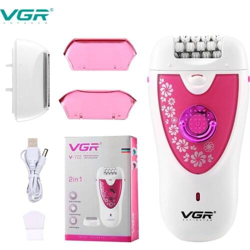 VGR V-722 USB Rechargable Shaver Beard Female Epilator Women Shaver Hair Removal Electric Lady Shaving Trimmer Men Face Care