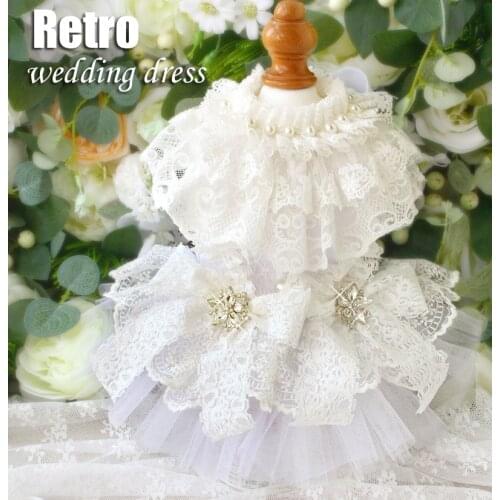 Handmade Vintage Elizabeth Retro Style Water Soluble Lace Shawl Collar Antique Wedding Dresses Dog Clothes Pet Cats