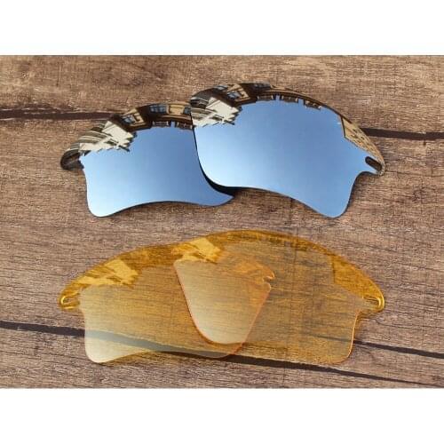 Vonxyz 2 Pairs Chrome Mirror & Yellow Replacement Lenses for-Oakley Fast Jacket XL Frame