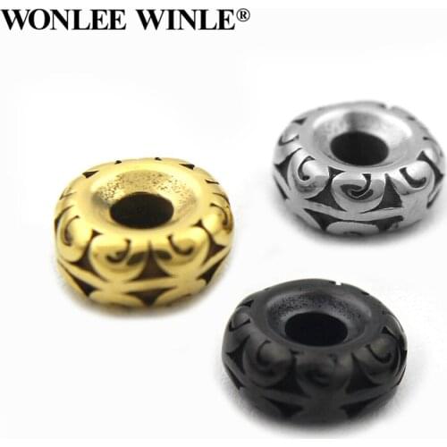 Wonlee Winle 316L Stainless Steel 4mm Hole Metal Round Beads Charm For Bracelet Jewelry Making DIY Men&Women