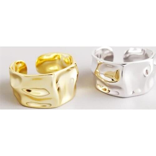 Sole Memory Irregular Bump Individuality Geometric Smooth 925 Sterling Silver Female Resizable Opening Rings SRI624