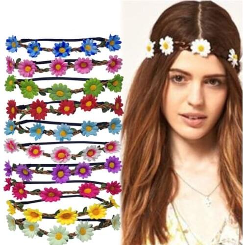 Dreamlikelin Bohemian Sunflowers Daisy Flowers Headband Ladies Hairband Hair Ornaments Floral Hair Accessories
