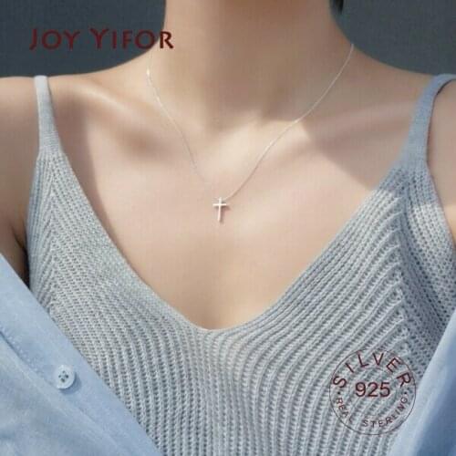 925 Sterling Silver Zircon Necklace Shining cross Choker Necklace For Party Female Elegant Fashion Jewelry 2020
