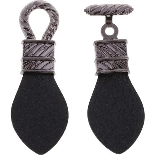 1 Set Black Leather Toggle Closure Snap Button Coat Jacket Duffle DIY Sewing Craft