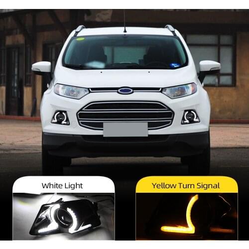 1 Set DRL Daylight Car LED DRL Daytime Running Lights Fog Lamp cover with yellow signal For Ford Ecosport 2013 2014 2015 2016