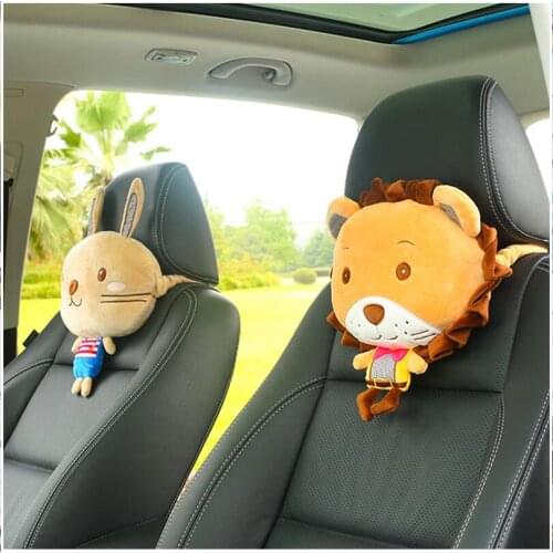 1pc 45cm cartoon rabbit fox bear lion lovely plush car soft headrest Vehicle seat rest neck pillow stuffed toy
