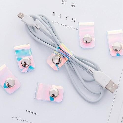 1Pc PVC Cable Organizer Cable Holder Mouse earphone Wire Holder Desk Use Cable Management Cable winder
