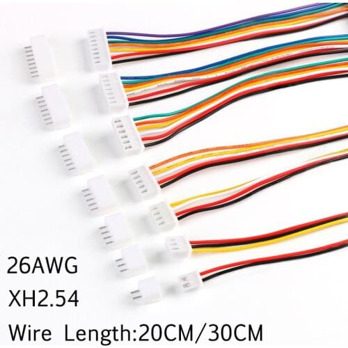 10 Sets XH2.54 Wire Cable Terminal Wire JST Male Female Plug Socket 2/3/4/5/6/7/8/9/10 Pin 2.54 Pitch 300MM/200MM Cable 26AWG