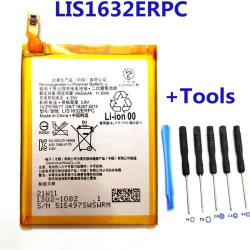 100% High quality LIS1632ERPC Battery For Sony Xperia XZ XZs F8331 F8332 Mobile phone 2900mA +Tools