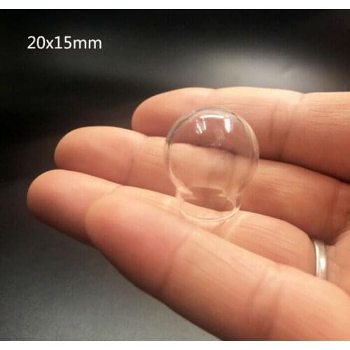 20x15mm clear glass globe orbs display hollow round orbs bubble dome cover wishing bottle locket vial necklace pendant 500pcs