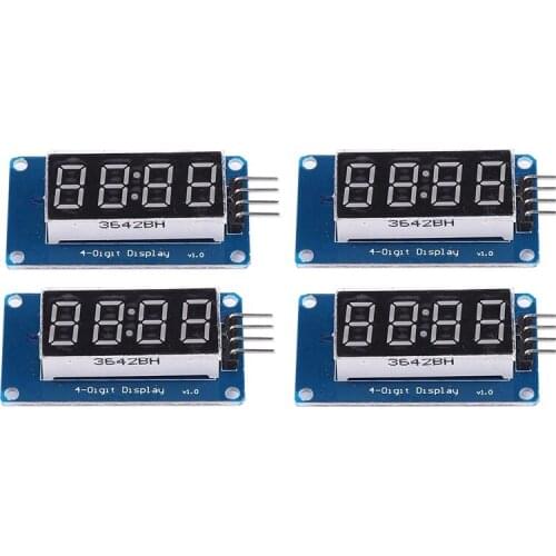 4Pcs LED Display Module,With Clock Display Module LED 4-Digit Adjustable Brightness Display Module For Android