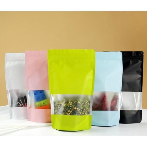 50pcs Black White Green Blue Pink Self Seal Ziplock Package Bags Aluminum Foil Mylay Stand Up Zip Lock Pouches Matte Window