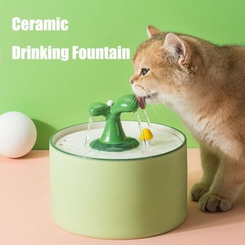 Ceramic Cat Automatic Drinking Fountain Adjustable Flow Rate, Five-fold Filter Drinking Fountain Circulation, Pet Dogs Drinking