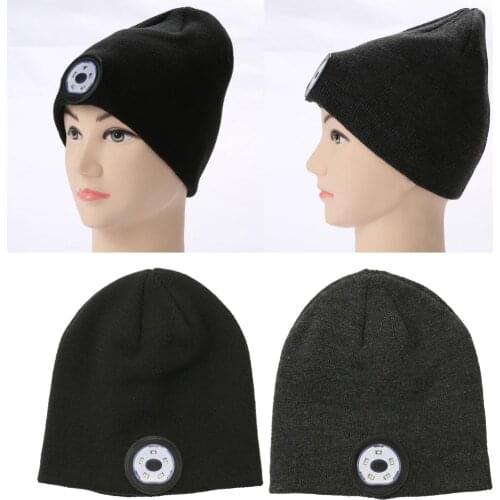 Bluetooth Music Knitted Beanie Hat Headphone Cap LED Headlight USB Charging Gift