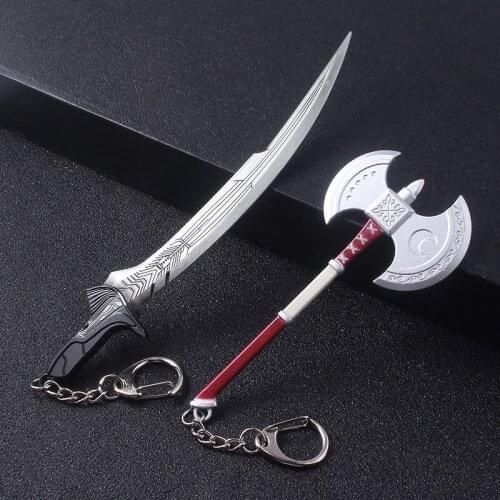 Alita Battle Angel Damascus Weapon Knife Keychain Game Persona 5 P5 Haru Okumura Axe Metal Key Chain For Men Women Car Keyring