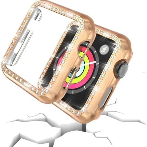 Series 6/5/4/3/2/1 women Diamond Bling cover For Apple watch SE case 42mm/44mm plastic protective band bumper For iwatch 38/42mm
