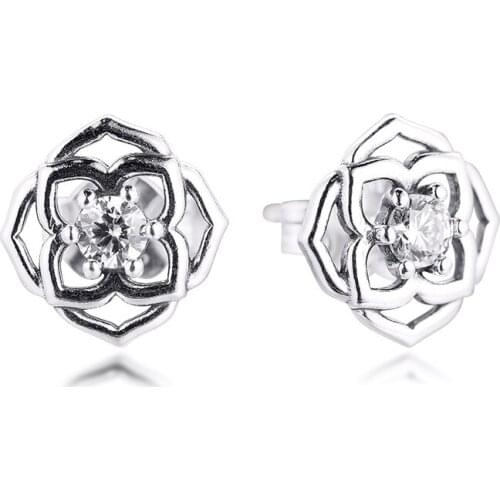 CKK 2021 Mothers Day Rose Petals Stud Earrings Silver 925 Sterling Jewelry Earrings Gift for Mother, Wife, Girlfriend E199