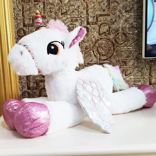 Kids stuffed toy white color unicorn children plush toys cartoon horse birthday gift unicorn