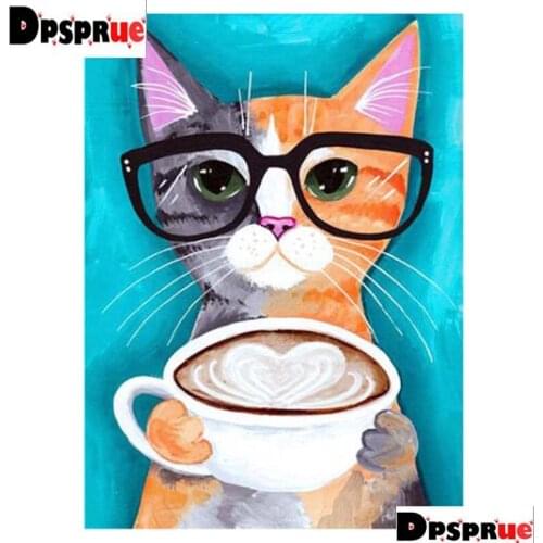 Dpsprue Full Square/Round Diamond Painting Cross Stitch Diamond 3D Embroidery Animal Cat DIY 5D Moasic Home Decor Gift K58