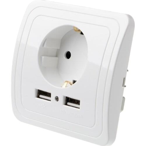 Dual USB Port 5V 2A Electric Wall Charger Adapter EU Plug Socket Switch Power Charging Outlet