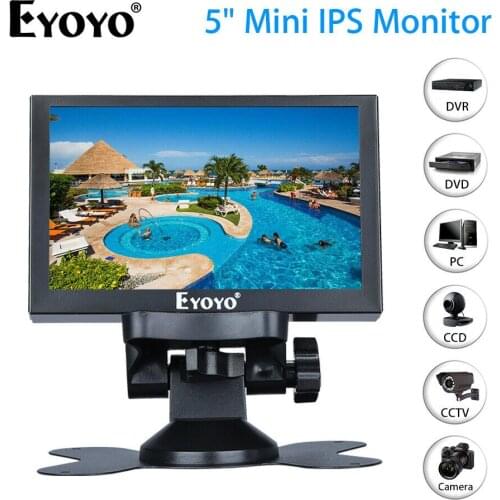EYOYO 5" Mini IPS Monitor 800x480 Resolution Car Rear View TFT LCD Screen