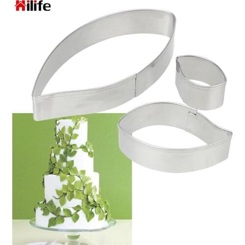 Fondant Cake Baking Mold Pastry Tools Leaf Shape Cookie Mold 3pcs/set Cake Decorating Tool Biscuit Cookie Cutter Stainless Steel