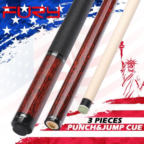 Fury JBC-3 Billiards 3 Pieces Punch&Jump Cue Stick 13mm Tip Half Technology Shaft High-quality PU Wrap Break& Jump Cue Billiard