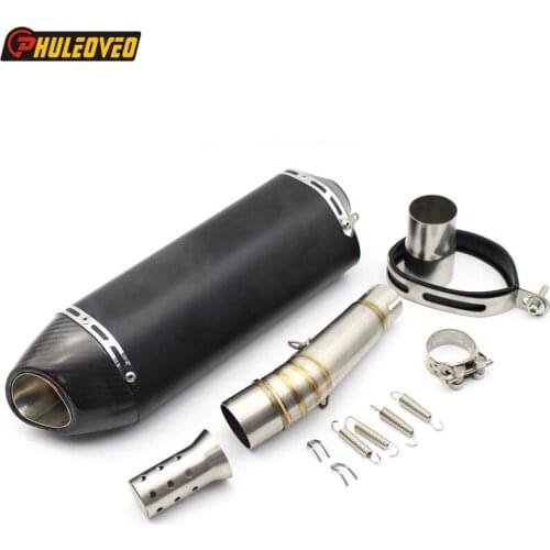 ID:40mm Motorcycle NC700 NC750 NC750X NC750S Exhaust Muffler Link Pipe Carbon Fiber Motorbike Muffler Exhaust Escape DB Killer