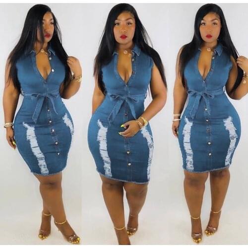 HAIMAITONG Fashion Denim Dresses
