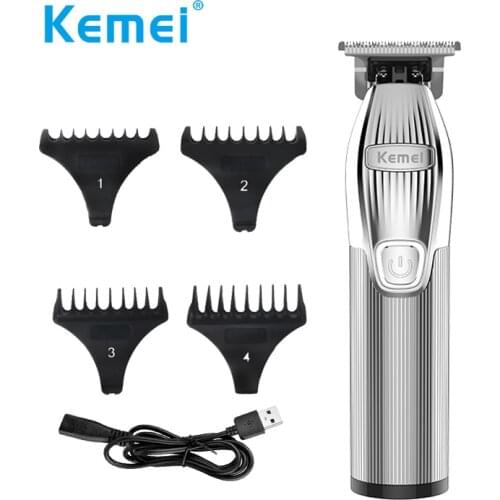 Kemei Barber Shop Oil Head 0mm Electric Professional Cordless Clippers for Hair Cutting Beard Trimmer Silver