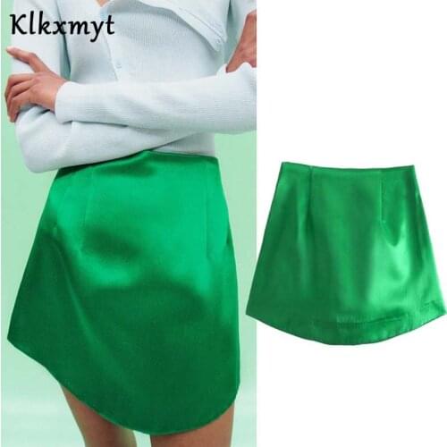 Klkxmyt Za Skirt Women High Street Solid Side Zipper Sexy Mini Skirts Faldas Mujer Ladies Light Soft Casual Slim Chic Vestidos