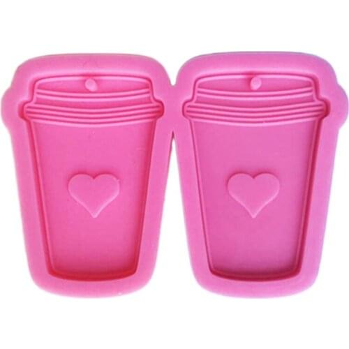 Keyring Casting Silicone Mould DIY Crafts Jewelry Pendant Making Tool Shiny Glossy Coffee Cup Keychain Epoxy Resin Mold